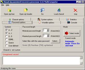 Visual ZIP Password Recovery Processor is a fast and reliable utility that allows recovering password for .zip and .exe (self extractable zip) files. 